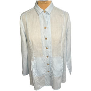 Soft Surroundings Pale Blue Linen Button Front Tunic Size XL